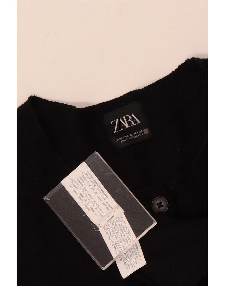 Zara Γυναικεία Ζακέτα Crop UK 18 XL Μαύρο Πολυεστέρας
