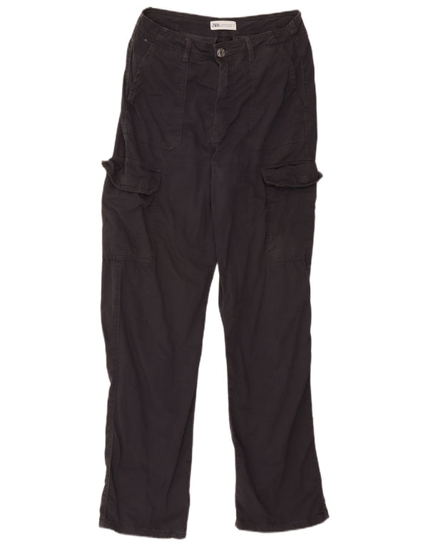 Zara Γυναικείο ίσιο παντελόνι Cargo EU 38 Small W28 L30 Navy Blue Cotton