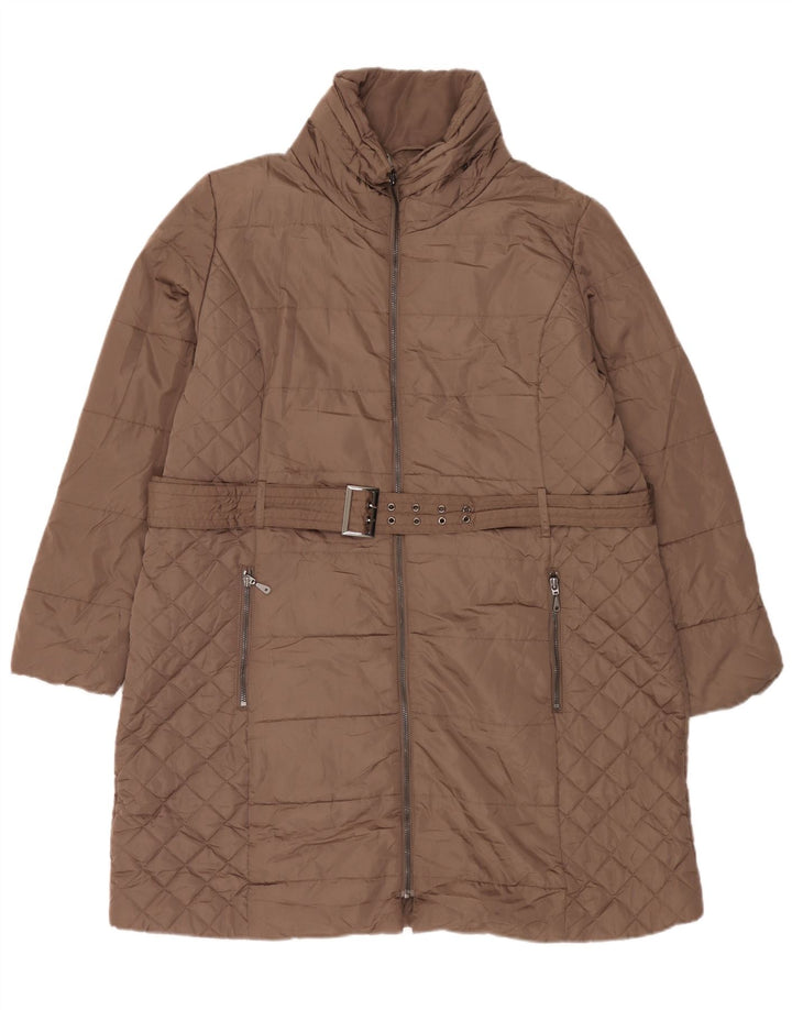 Marks & Spencer Γυναικείο καπιτονέ παλτό με κουκούλα UK 18 XL καφέ πολυεστέρας