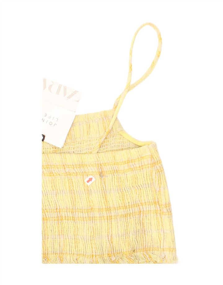 Zara Γυναικείο Crop Top Medium Yellow Check Cotton