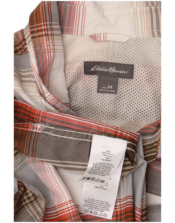 Ανδρικό κοντομάνικο πουκάμισο Eddie Bauer, μεσαίο γκρι, καρό πολυεστέρα