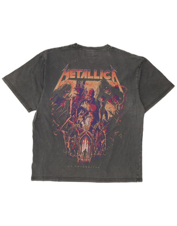 Pull & Bear Ανδρικό T-Shirt γραφικό Metallica Τοπ μεσαίο γκρι βαμβακερό