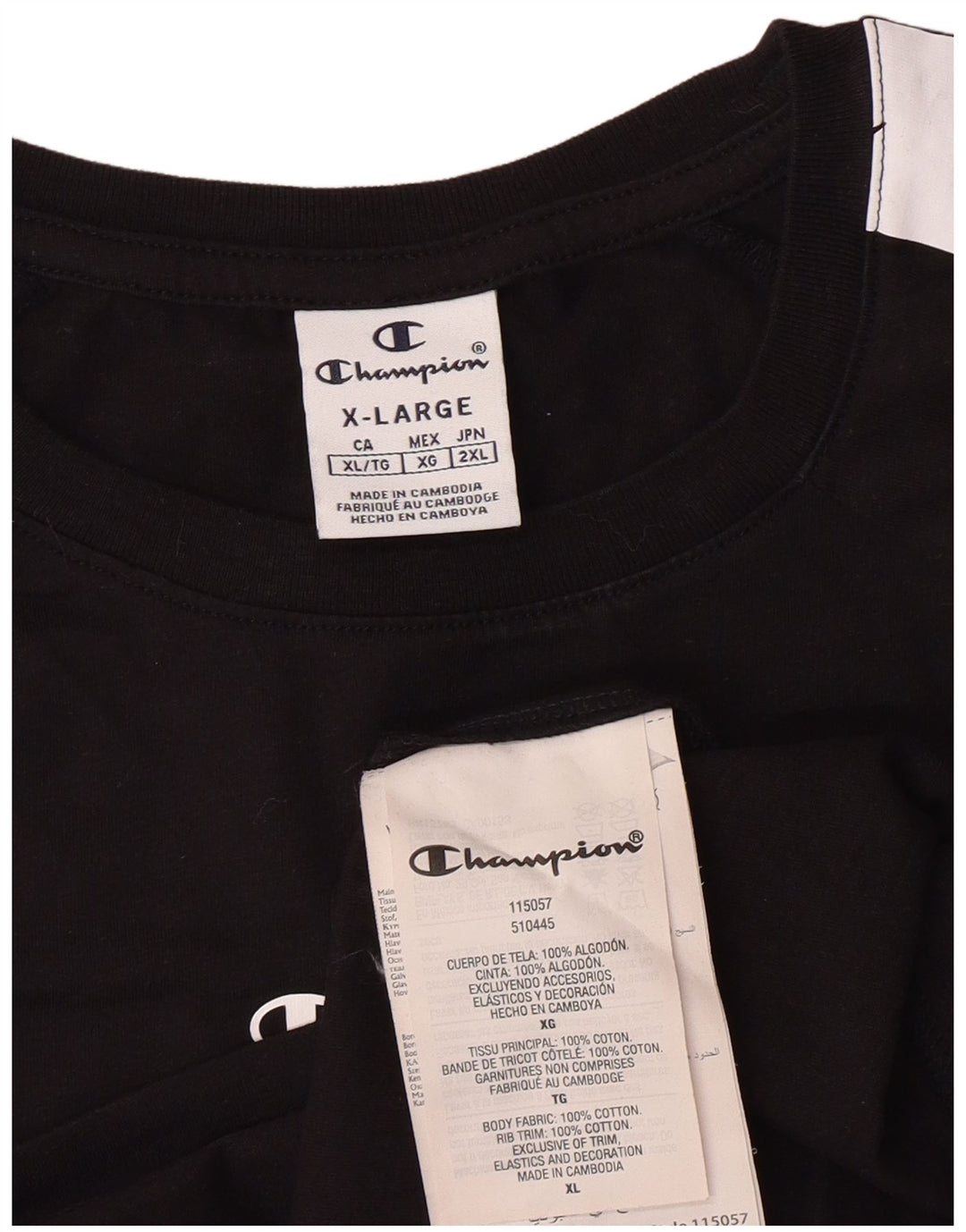 Champion Γυναικείο γραφικό T-Shirt Top XL Μαύρο βαμβακερό