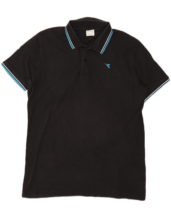 Ανδρικό πουκάμισο πόλο Diadora 3XL μαύρο βαμβακερό