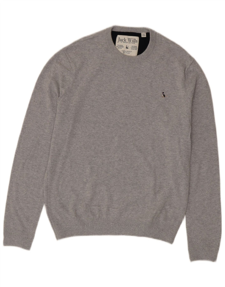 Jack Wills Ανδρικό πουλόβερ με λαιμόκοψη μεσαίου γκρι βαμβακερό