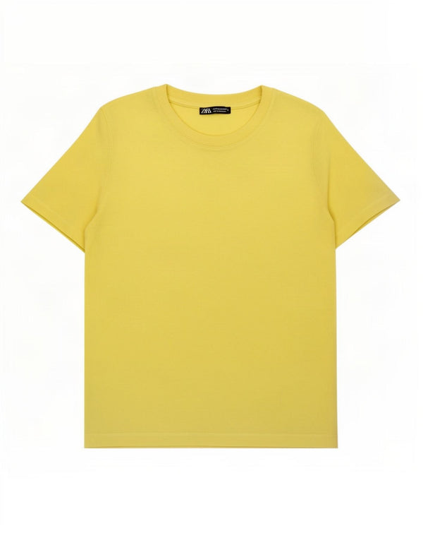 Zara Γυναικείο T-Shirt Top UK 14 Medium Yellow
