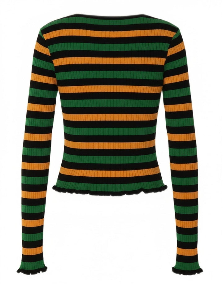 Zara Γυναικείο Crop Top UK 12 Medium πολύχρωμο ριγέ