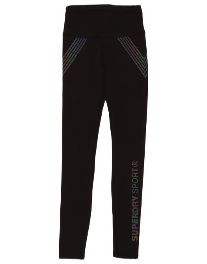 Γυναικεία γραφικά κολάν SUPERDRY UK 6 Small Black Polyester