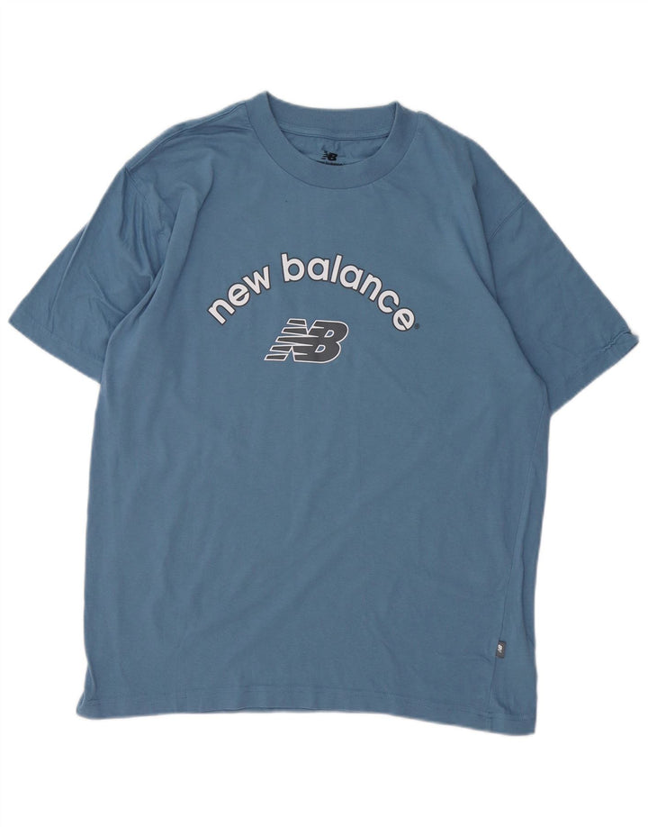 Ανδρικό γραφικό μπλουζάκι NEW BALANCE Τοπ μεσαίο μπλε βαμβακερό