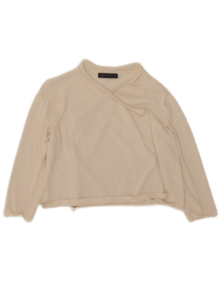 Marks & Spencer Γυναικείο πουλόβερ ζακέτα με 3/4 μανίκια UK 12 Medium Off White