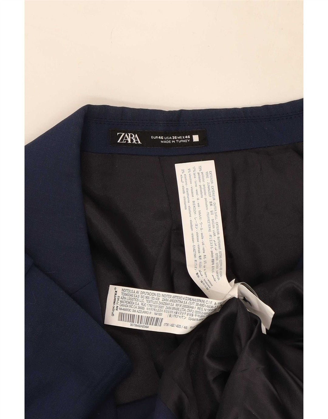 Zara Ανδρικό σακάκι μπλέιζερ με 2 κουμπιά EU 46 Small Navy Blue Polyester