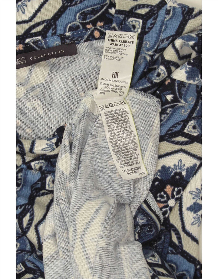 Marks & Spencer Γυναικείο μανίκι 3/4 τοπ UK 12 μεσαίου μπλε γεωμετρικό