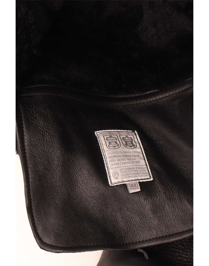 Vintage Γυναικείο Oversized Shearling Jacket IT 44 Medium μαύρο δέρμα