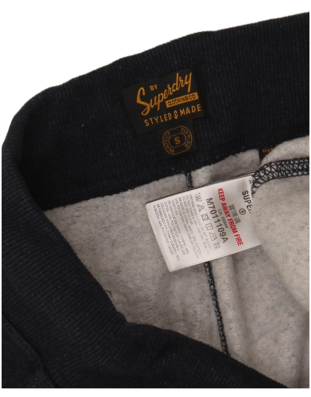 SUPERDRY Ανδρικά γραφικά αθλητικά παντελόνια Joggers Small Navy Blue από βαμβάκι