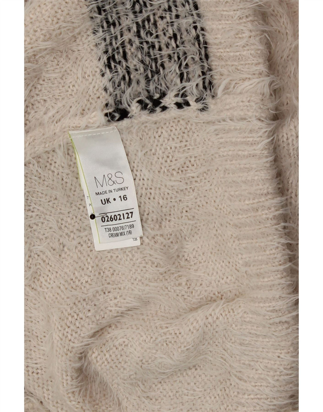Marks & Spencer Γυναικείο πουλόβερ με ρολό λαιμόκοψη UK 16 Large Beige Check
