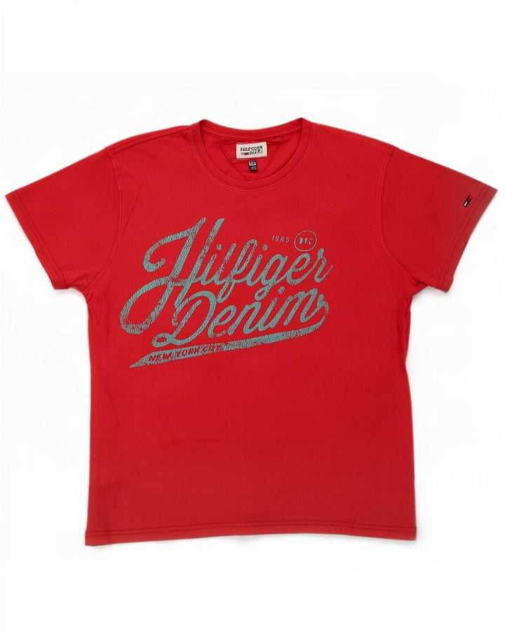Ανδρικό γραφικό T-Shirt Tommy Hilfiger Top μεγάλο κόκκινο