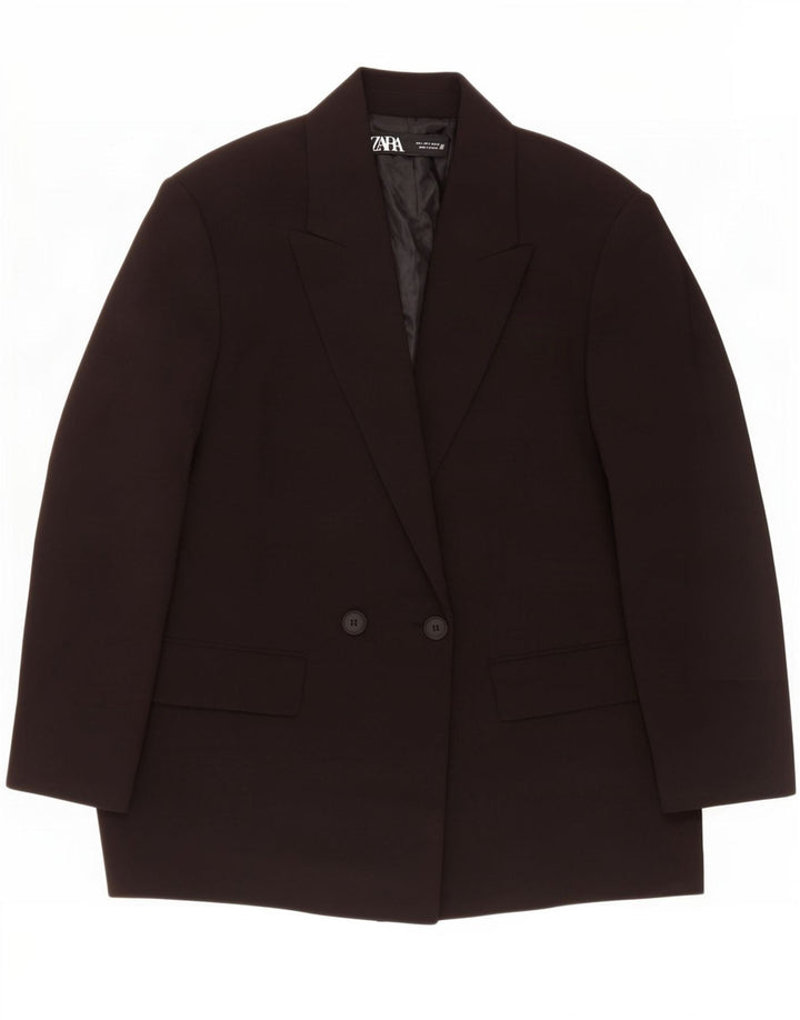 Zara Γυναικείο Μπουφάν σακάκι με διπλό στήθος UK 10 Small μαύρο