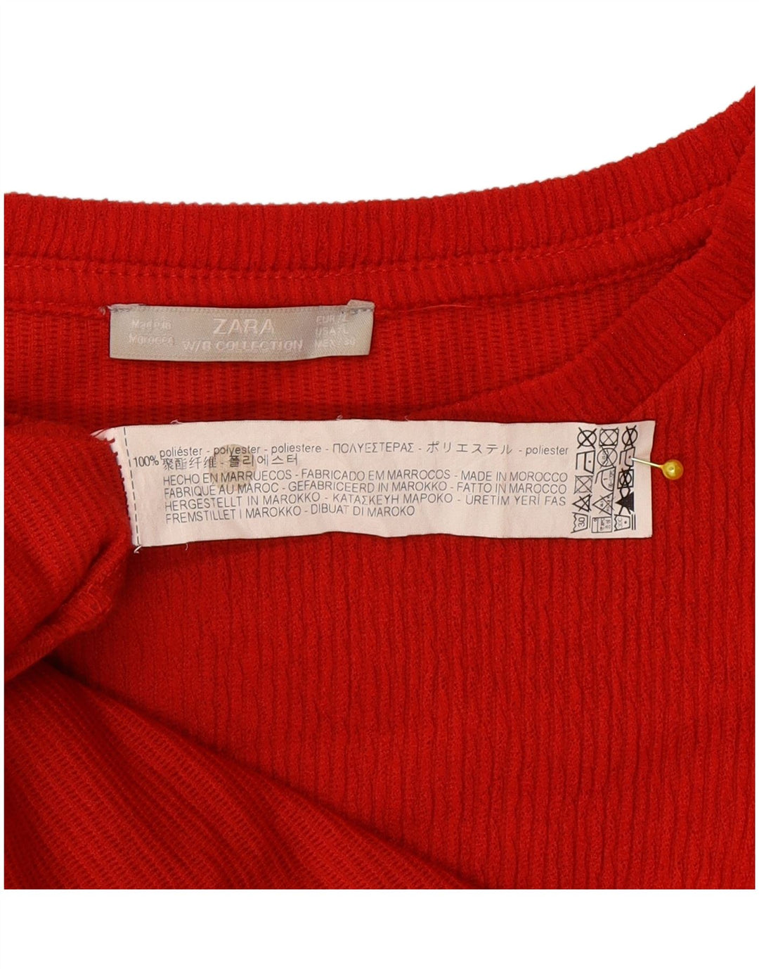 Zara Γυναικείο μακρυμάνικο φόρεμα σκηνής UK 16 μεγάλο κόκκινο πολυεστέρα