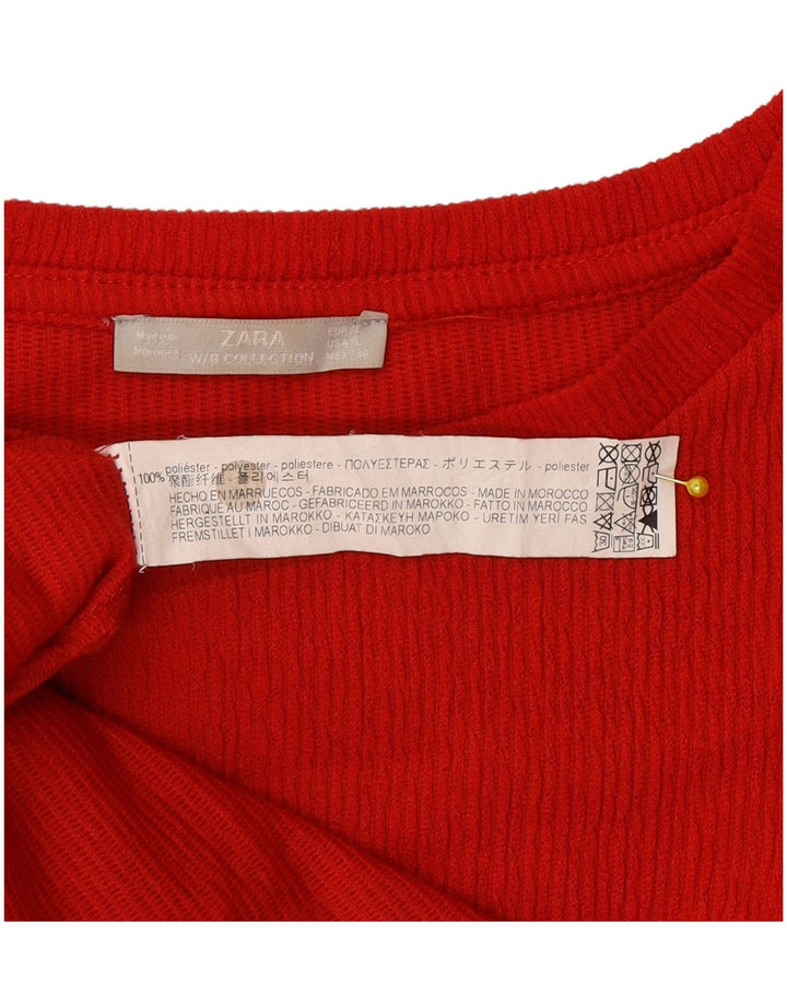 Zara Γυναικείο μακρυμάνικο φόρεμα σκηνής UK 16 μεγάλο κόκκινο πολυεστέρα