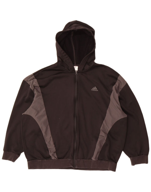 Adidas Womens Oversized Zip Hoodie Sweater UK 18 XL Black Colourblock