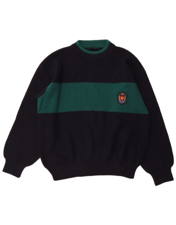 Ανδρικό πουλόβερ με λαιμόκαυστο VINTAGE XL Μαλλί μπλε μπλε χρώματος