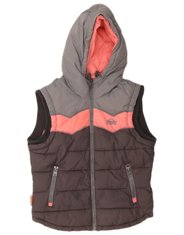 Superdry γυναικεία κουκούλα με επένδυση Gilet UK 12 Medium Grey Colorblock Nylon