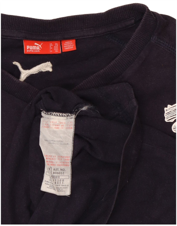 Ανδρικό γραφικό τοπ Puma μακρυμάνικο 2XL Navy Blue βαμβακερό