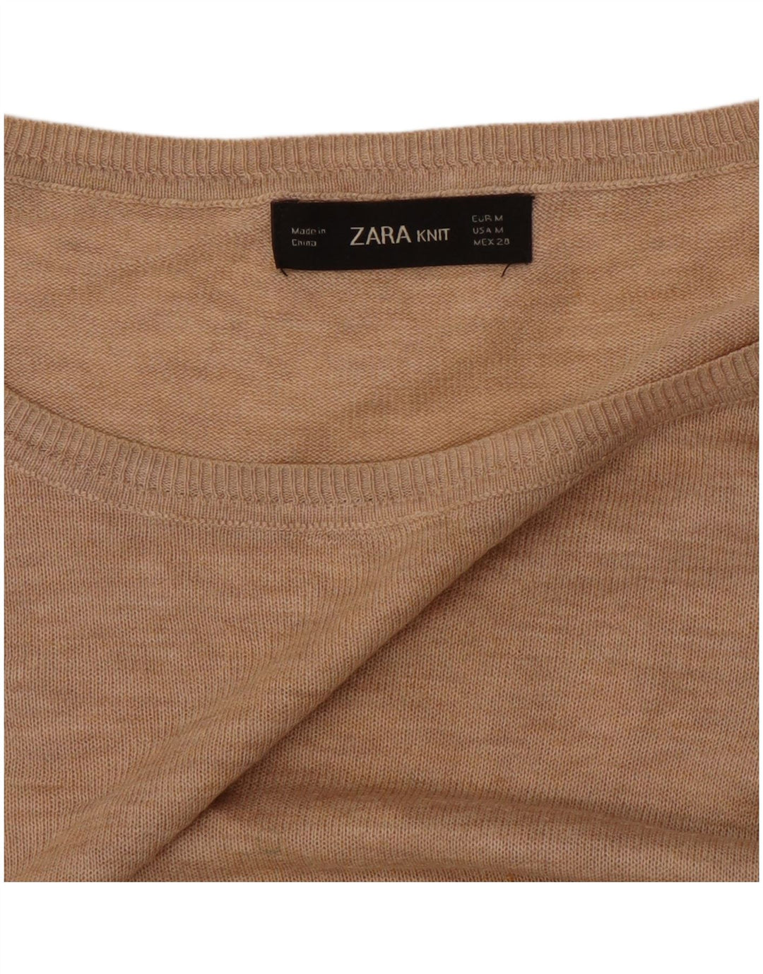 Zara Γυναικείο πουλόβερ με λαιμόκοψη μεγάλου μεγέθους UK 14 Medium Beige