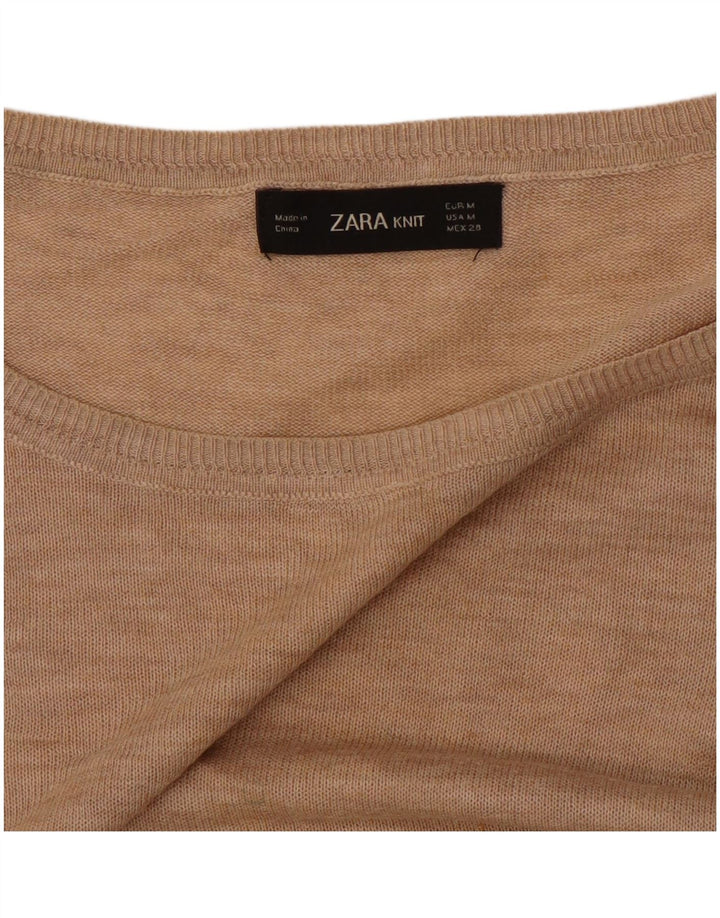 Zara Γυναικείο πουλόβερ με λαιμόκοψη μεγάλου μεγέθους UK 14 Medium Beige