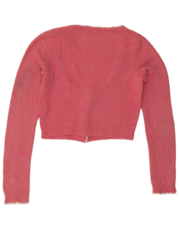 Zara Γυναικεία Ζακέτα Crop UK 12 Ροζ Βαμβακερό