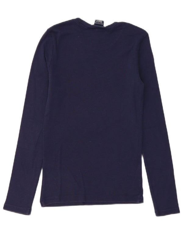 Ralph Lauren Γυναικείο τοπ μακρυμάνικο UK 8 Small Navy Blue βαμβακερό