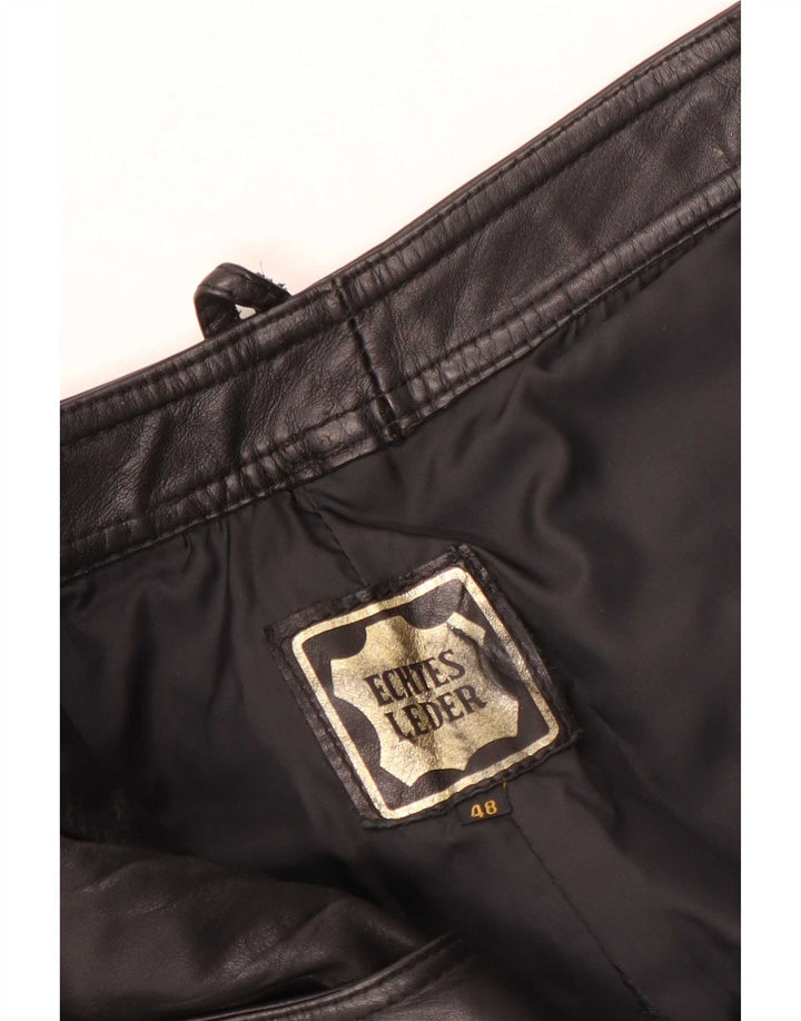 Vintage γυναικείο δερμάτινο παντελόνι με μπότα W28 L30 μαύρο δέρμα