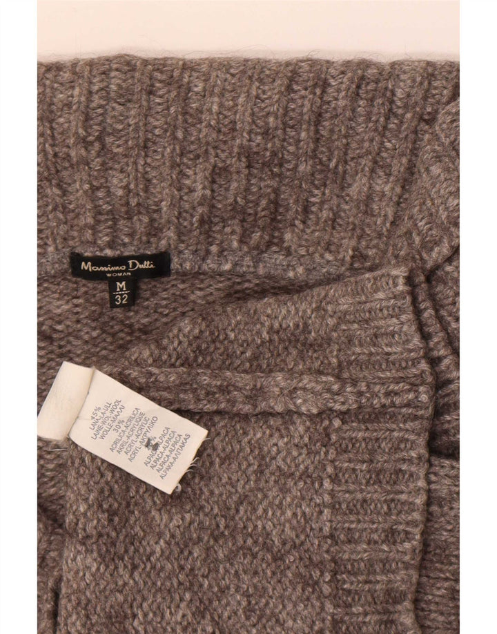 Massimo Dutti Γυναικείο πουλόβερ Crop Cardigan UK 12 Μεσαίο γκρι μαλλί