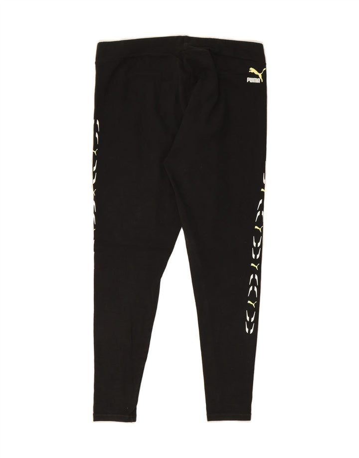 PUMA Womens Graphic Leggings UK 14 Large Black Cotton Vintage Puma and Second-Hand Puma from Messina Hembry 