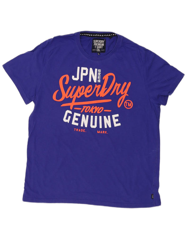 Superdry Ανδρικό γραφικό T-Shirt Top 2XL Μπλε βαμβακερό