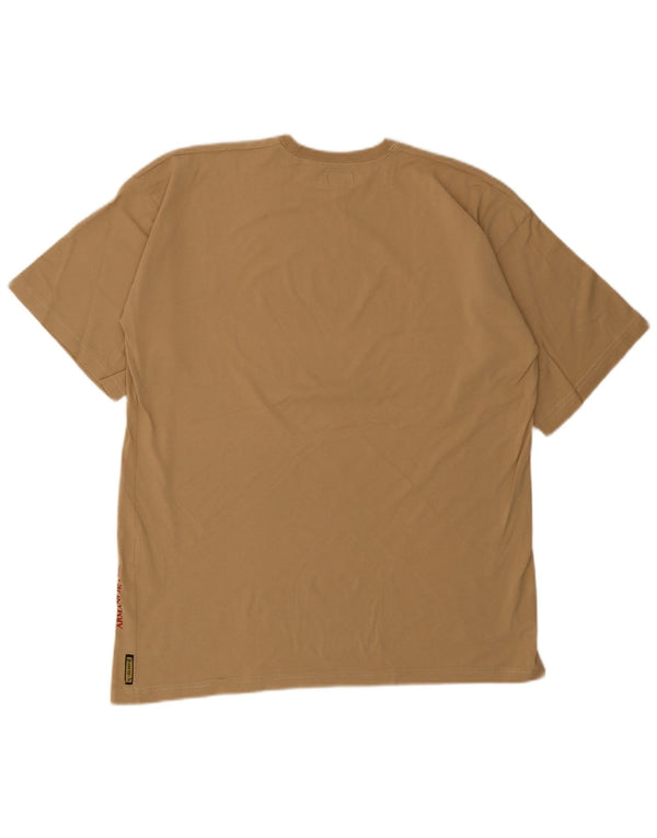 Armani Jeans Ανδρικό γραφικό T-Shirt Top μεγάλο μπεζ βαμβακερό