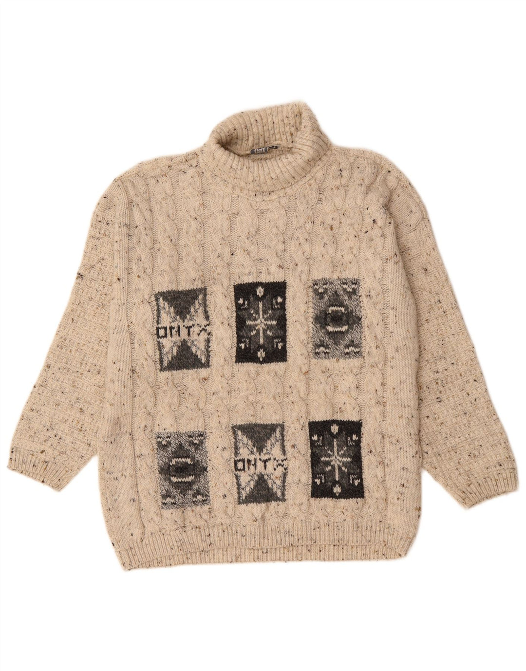 Onyx γυναικείο πουλόβερ με ρολό λαιμόκοψη UK 18 XL μπεζ μαλλί