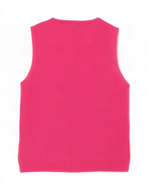 Izod Γυναικείο Petite Vest Tank Top UK 14 Large Pink Argyle/Diamond Cotton