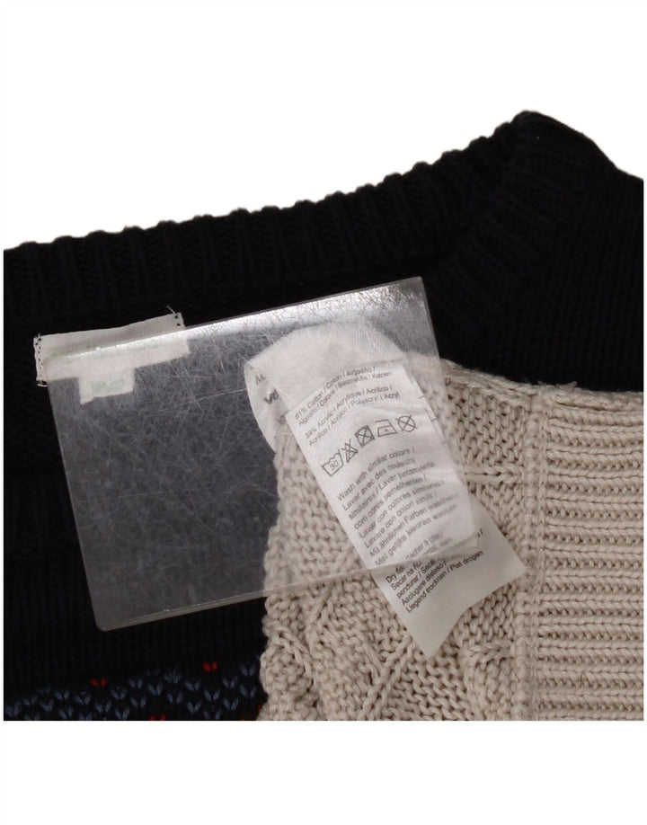 Γυναικείο πουλόβερ με λαιμόκοψη VINTAGE UK 14 Medium Grey Fair Isle Cotton