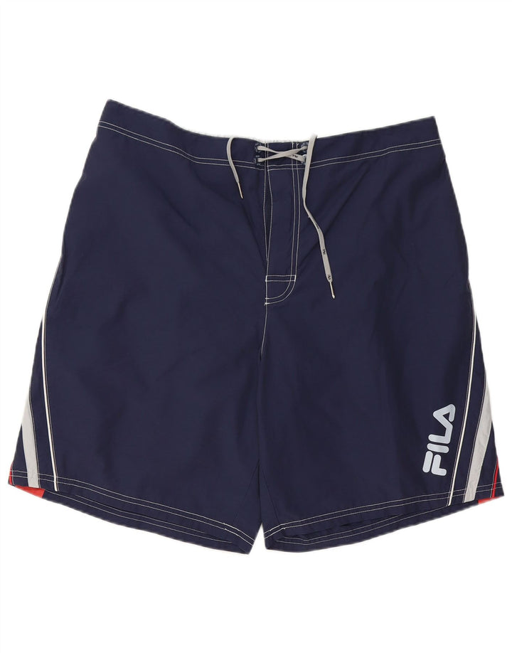 Ανδρικό γραφικό σορτς κολύμβησης Fila 2XL Navy Blue Colorblock Πολυεστέρας