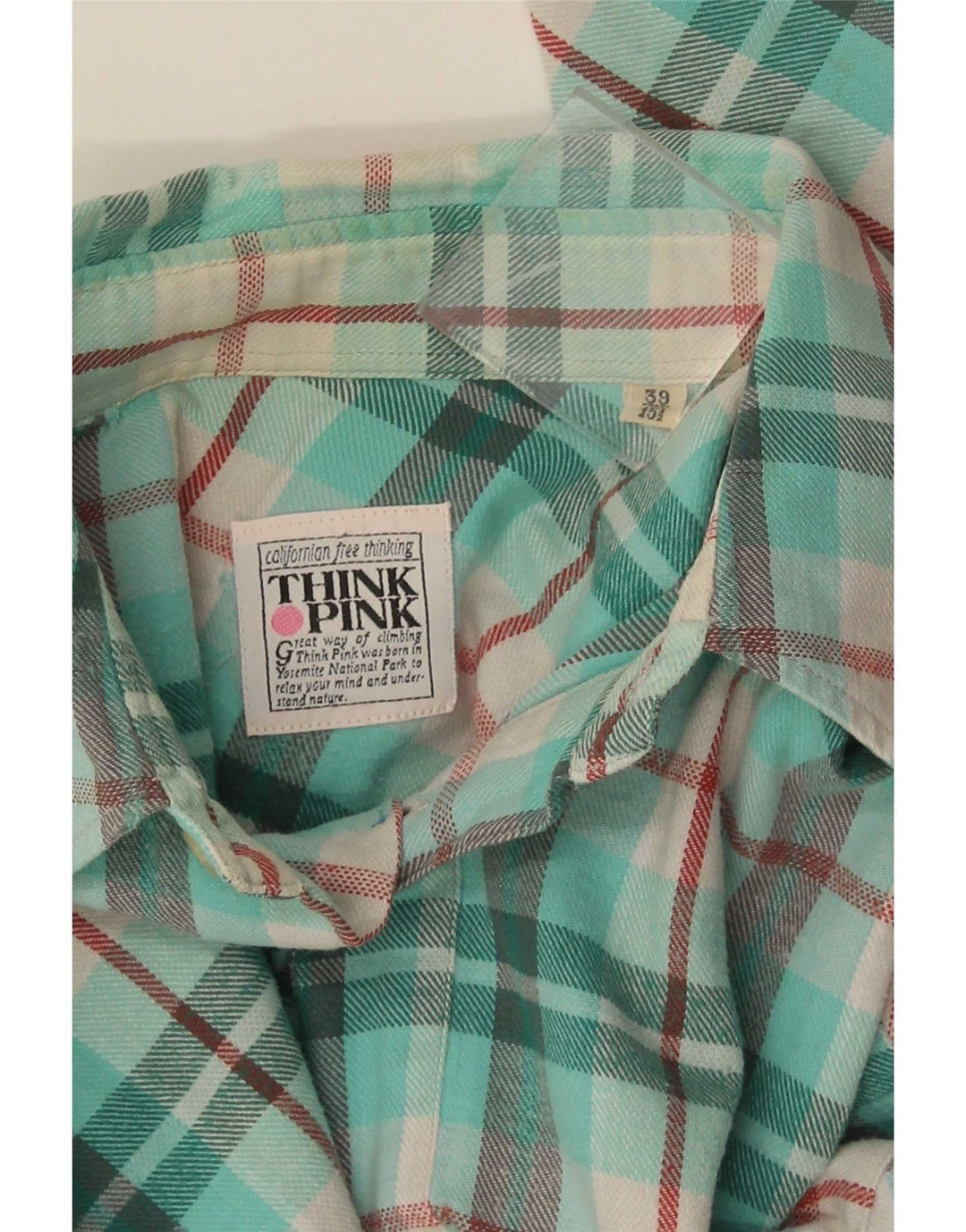 Ανδρικό πουκάμισο Think Pink Flannel Μέγεθος 39 15 1/2 Μεσαίο τιρκουάζ
