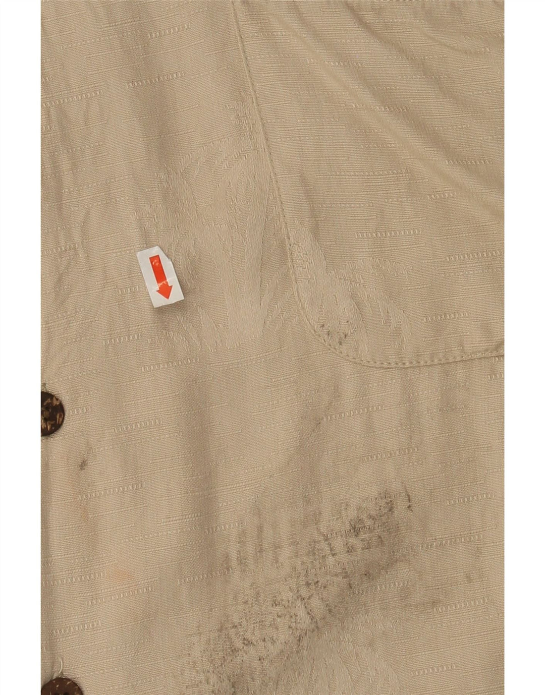 VINTAGE Mens Short Sleeve Shirt Large Beige Rayon