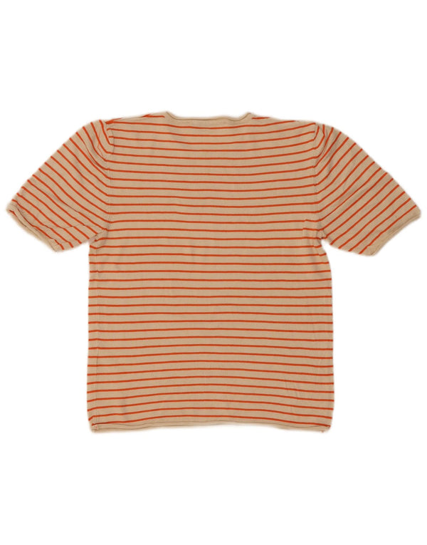 Zara Γυναικείο T-Shirt T-Shirt UK 12 Medium Beige ριγέ βισκόζη