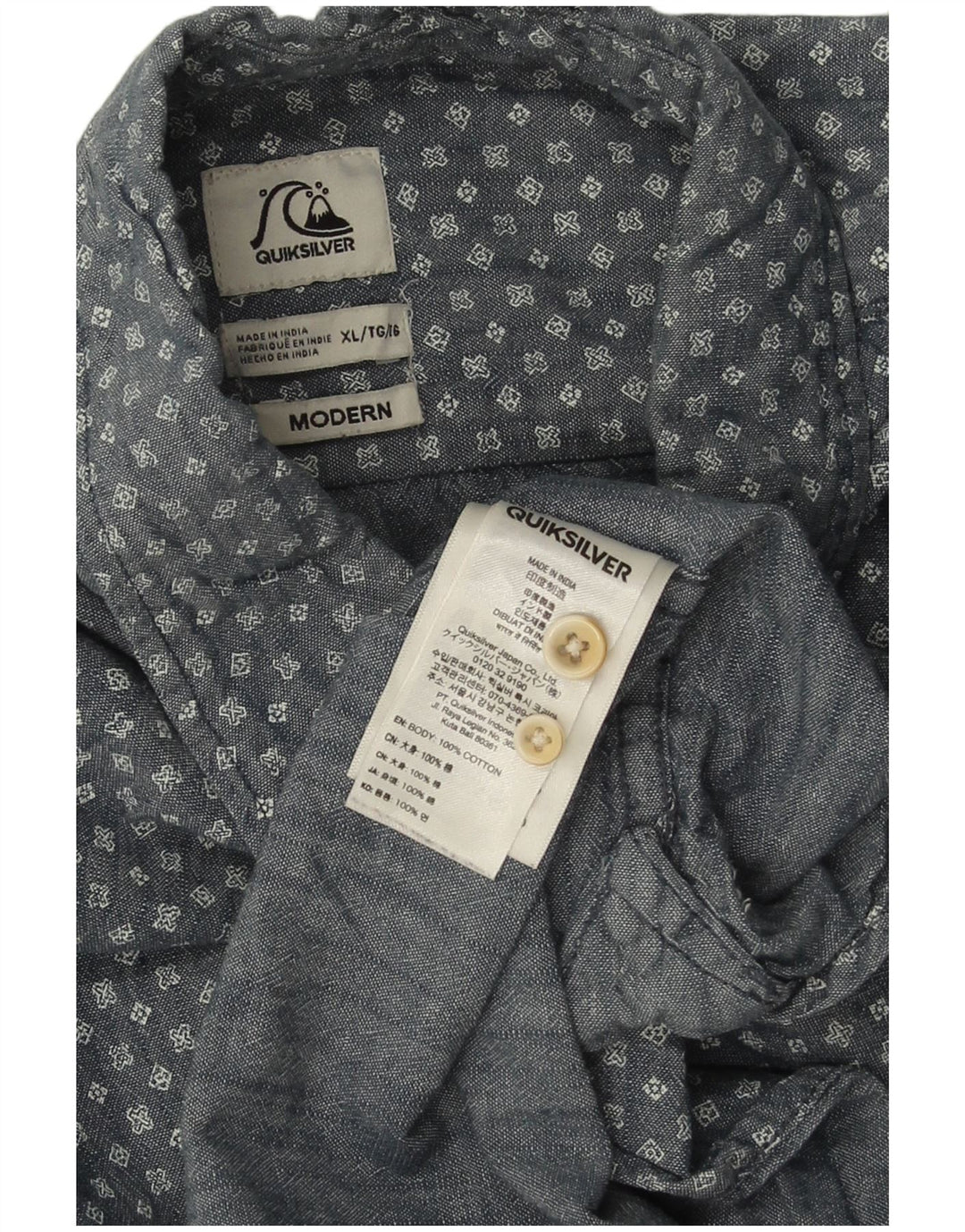 Ανδρικό μοντέρνο πουκάμισο QUIKSILVER XL Βαμβακερό σε μπλε ναυτικό χρώμα