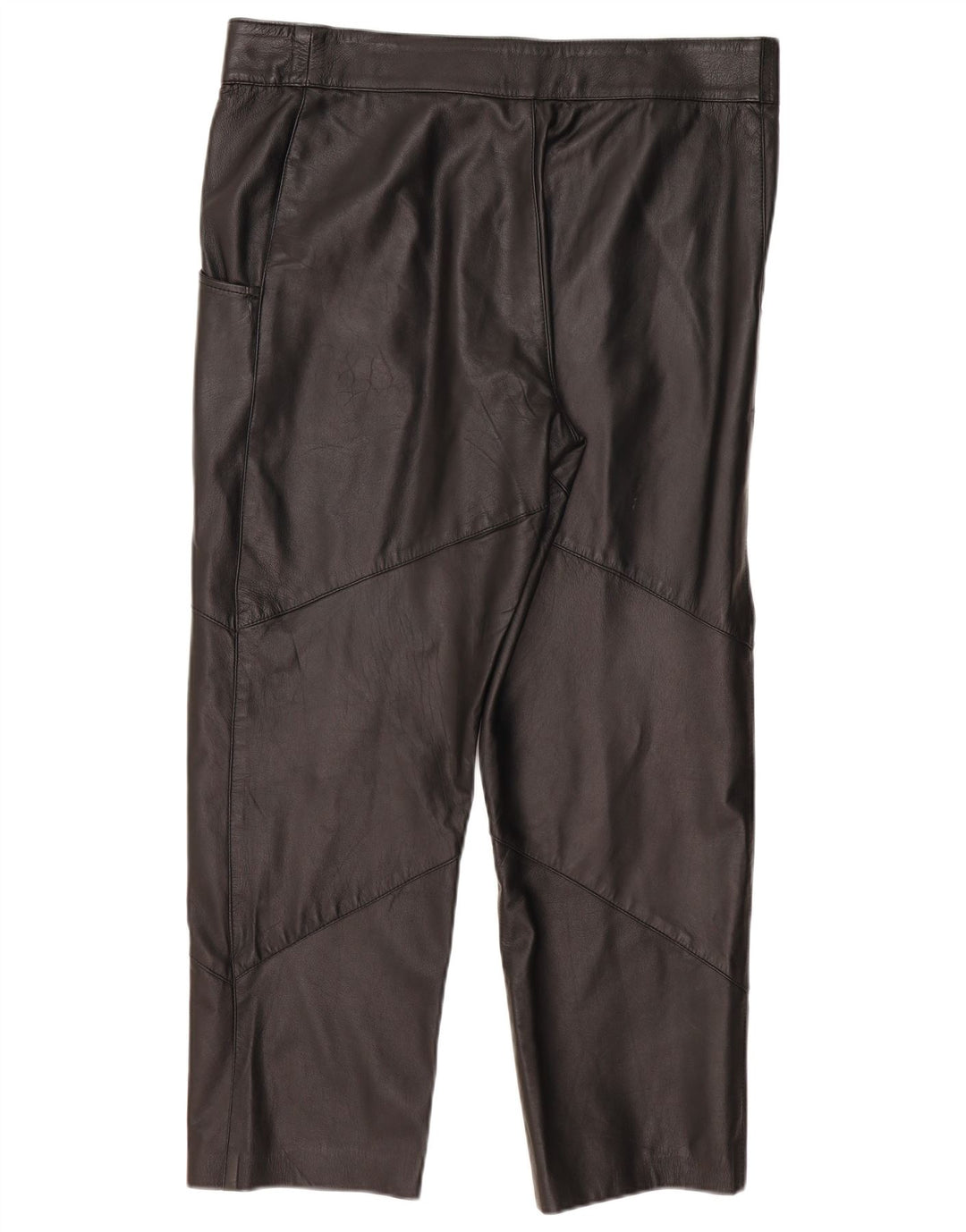 VINTAGE Γυναικείο ίσιο δερμάτινο παντελόνι IT 50 Large W38 L29 Μαύρο