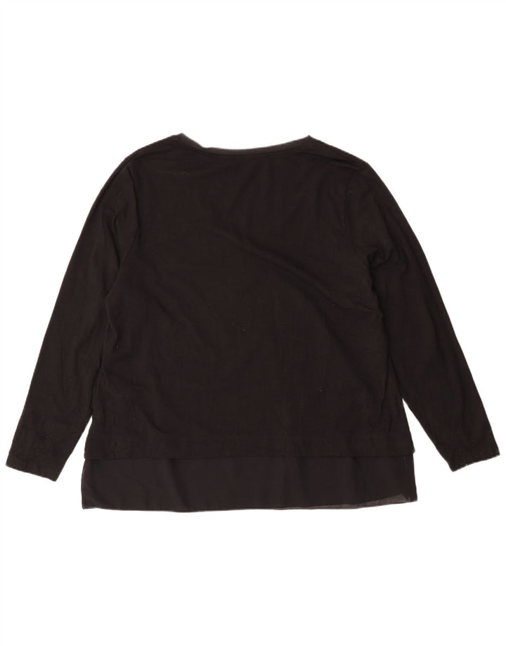 Fiorella Rubino Γυναικείο τοπ μακρυμάνικο UK 14 μεσαίο μαύρο βαμβακερό