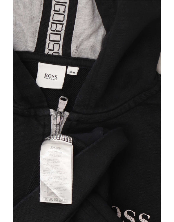 Hugo Boss Boys Zip Hoodie Sweater 15-16 Years Medium Grey Cotton