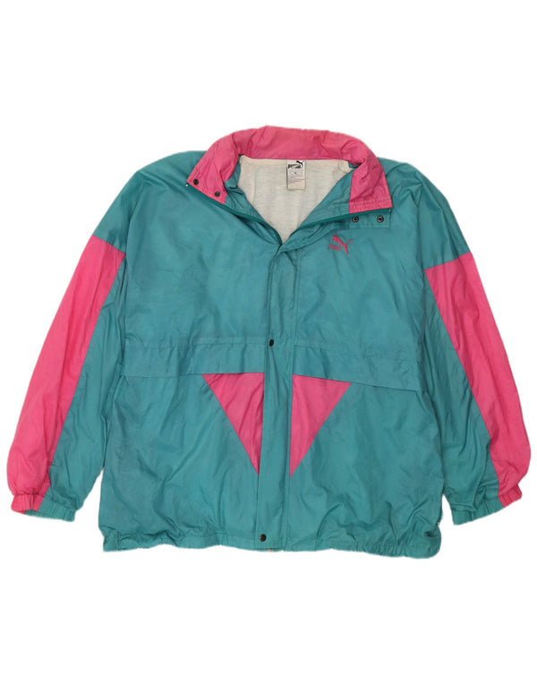 Ανδρικό μπουφάν βροχής με κουκούλα PUMA UK 42 XL μπλε νάιλον χρώματος