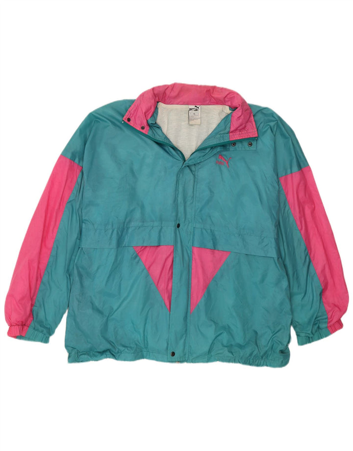 Ανδρικό μπουφάν βροχής με κουκούλα PUMA UK 42 XL μπλε νάιλον χρώματος