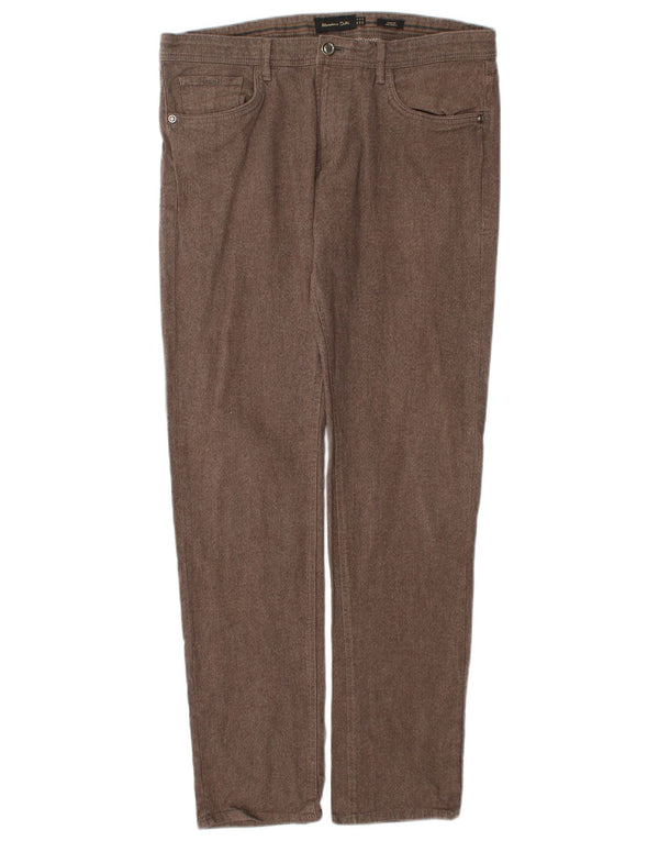 Massimo Dutti Ανδρικό Slim Casual Παντελόνι EU 42 Large W32 L32 Καφέ βαμβακερό